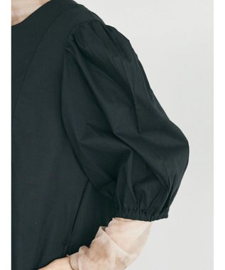 CRAFT STANDARD BOUTIQUE インド綿パフスリーブギャザーワンピース Black