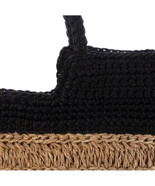 UNBILLION カシュカシュ cachecache / 切り替え柄編みミニトート カゴバッグ ブラック