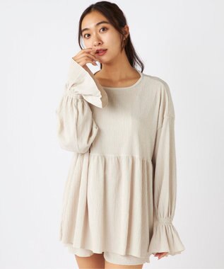 OP／FILA 【Ocean Pacific】ティアードトップス＋ショートパンツ付き 4点セット アイボリー