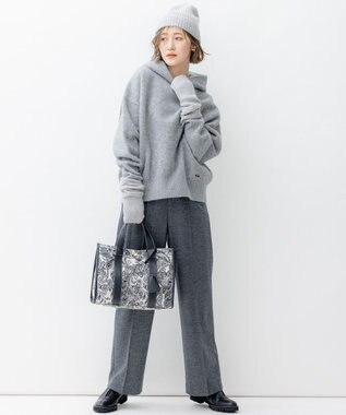 23区 ピュアカシミヤ ニット帽 ライトグレー系