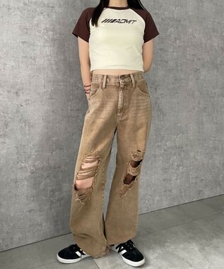 WEGO パイピングラグランT ブラウン