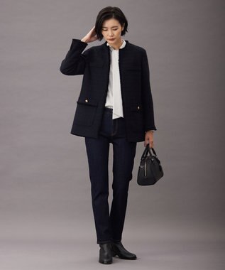 J.PRESS LADIES L 【洗える】ピーチサテン ボウタイ ブラウス ライトグレー系