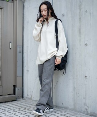 WEGO 【ユニセックス着用ITEM/ウエストゴム/SMLサイズ展開】デニムイージーストレートパンツ グレー