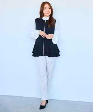 Feroux 【洗える】マリンテーパードパンツ アイボリー系