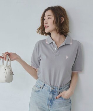 WEGO 【26年春夏新カラー登場/ユニセックス着用ITEM/SMLサイズ展開】U.S. POLO ASSN.別注ラインポロシャツ グレー