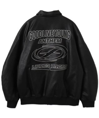 WEGO エコレザーグラフィックジャケット ブラック