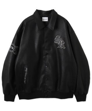 WEGO エコレザーグラフィックジャケット ブラック