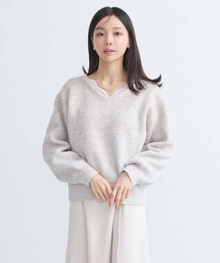 earth music&ecology ラメグラデーションニットプルオーバー Beige