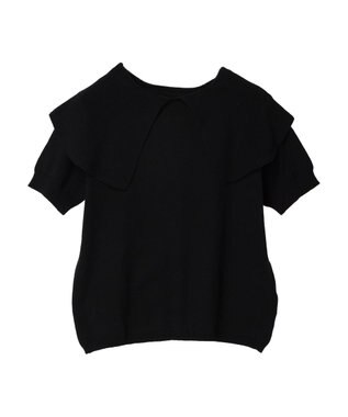 CRAFT STANDARD BOUTIQUE ＢＩＧカラー半袖ニットプルオーバー Black