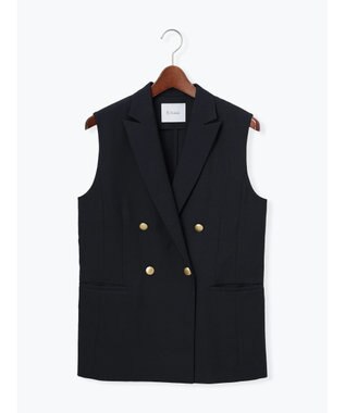 Te chichi リネンライクダブルブレストジレ(セットアップ可) ネイビー