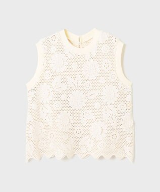 GRACE CONTINENTAL クロシュ刺繍トップ ホワイト