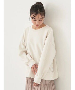 earth music&ecology サイドボタンダンボールプルオーバー Ivory