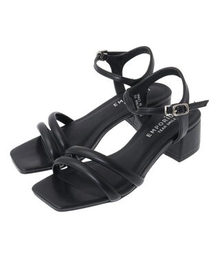 Green Parks ＥＴＳ．スクエアトゥアンクルストラップサンダル Black