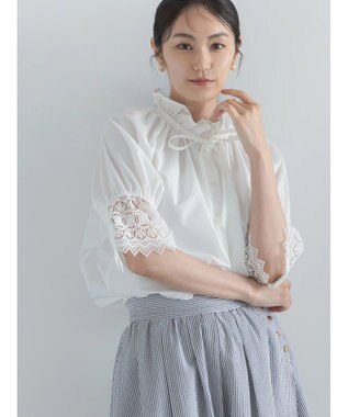 Te chichi レースカフスハーフスリーブブラウス オフホワイト