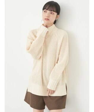 earth music&ecology マットベロアモールチュニック Ivory