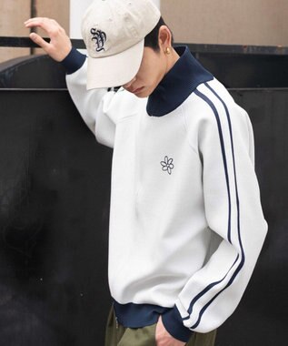 WEGO 【ユニセックス着用ITEM】ライントラックニットジャケット ホワイト