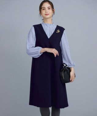 組曲 【WEB限定】ライトデシン フリル襟ブラウス ブルーストライプ系5