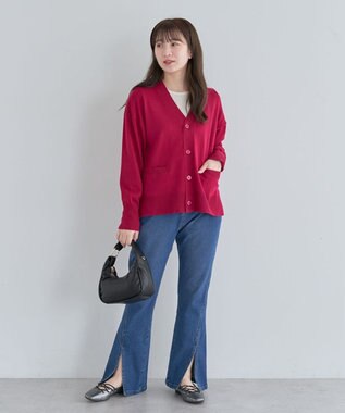 Green Parks 洗える　Ｖネックカーディガン Rose