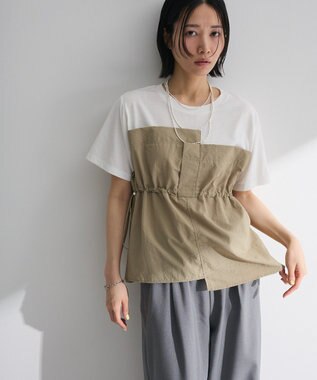 Green Parks ビスチェドッキングドロスト５分袖プルオーバー Khaki