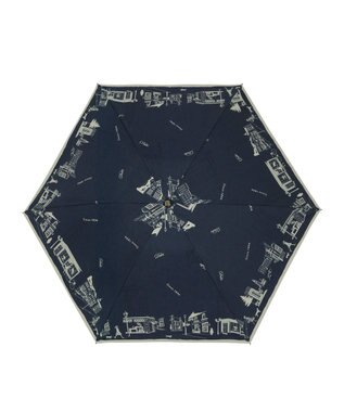 MOONBAT DAKS(ダックス) 晴雨兼用日傘 折りたたみ傘 街並み フワクール生地使用 ネイビーブルー