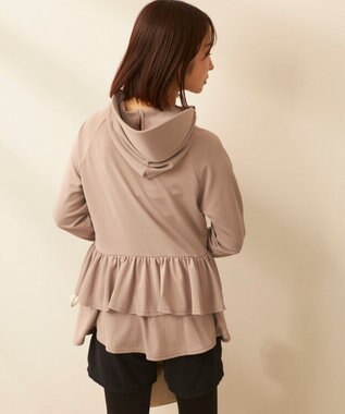 OP／FILA 【ocean pacific】フェイスガード付き バックフリル ラッシュガードパーカー ベージュ