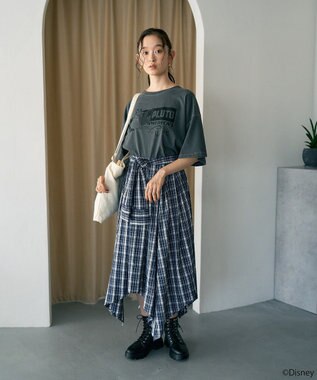 earth music&ecology Ｐｌｕｔｏ／プリントビッグＴＥＥ Charcoal Gray