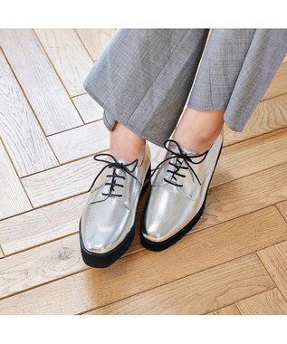 MODE ET JACOMO <carino>【レイン対応】レースアッププラットフォーム シルバー