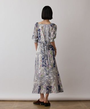 GRACE CONTINENTAL スカーフプリントドレス ネイビー