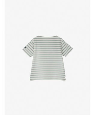 HELLY HANSEN 【キッズ・速乾・UVカット・抗菌防臭・記名ラベル付】ショートスリーブ HH マリンボーダーティー オフホワイト×ミスティーグレー