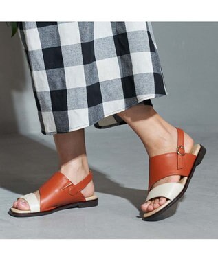 ing <ing>【WEB限定】【３E】ダブルベルトサンダル オレンジコンビ