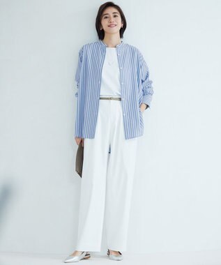 自由区 L 【セットアップ対応・洗える】LIPストレッチワイドストレート パンツ オフ