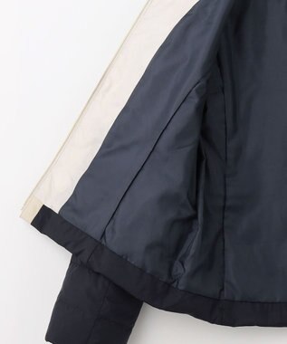 ANY SIS 【2WAY】ノーカラーダウン ジャケット ネイビー×ベージュ