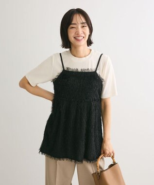 Green Parks ラメフリンジカットキャミソールビスチェ Black