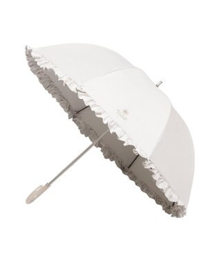 MOONBAT 【日傘】ポール & ジョー (PAUL & JOE　ACCESSOIRES) クリザンテームワンポイント フリル 雨の日OK スライド式 一級遮光 遮熱 UV オフホワイト