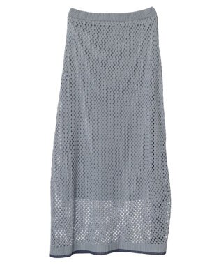 CRAFT STANDARD BOUTIQUE 配色メッシュニットスカート Grayish Blue