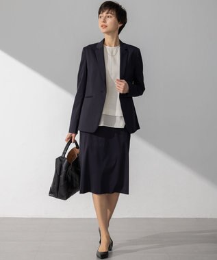 23区 S 【セットアップ対応/洗える】ストレッチシャンブレー テーラードジャケット ネイビー系