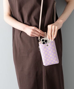 MIYABIYA La quoh with kirakaracho 南蛮七宝プリントレザー スマホショルダー 撫子色(ライラック)