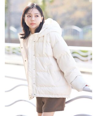 earth music&ecology フーディー中綿ブルゾン Ivory