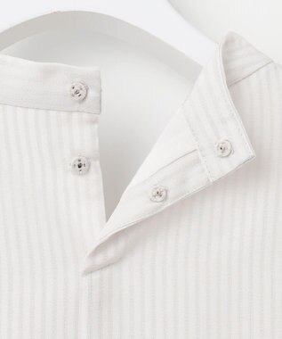 J.PRESS LADIES L シャドーストライプ ボウタイ風 カットソー グレージュストライプ系