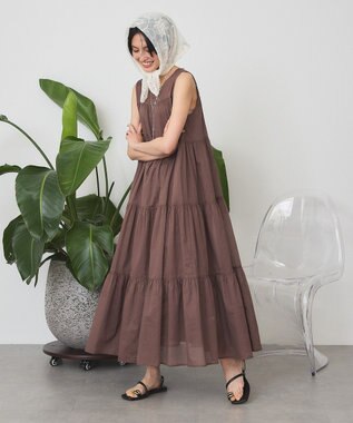 AMERICAN HOLIC ノースリーブティアードワンピース Brown
