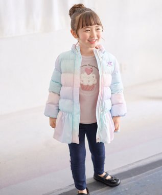 ANY KIDS 【洗濯機OK】中綿 リボン コート レインボー