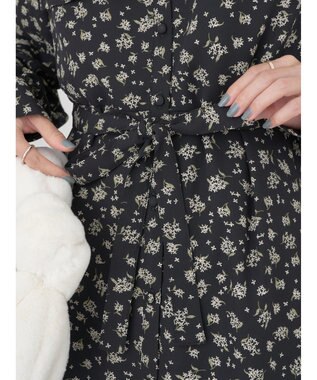 earth music&ecology キンモクセイ柄ワンピース Black