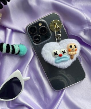 WEGO ミニハートピエロモンスターぬいぐるみキーホルダー ホワイト