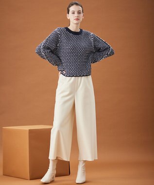 BEIGE， VARENNE / ショートレングスニット Navy×White