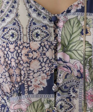 GRACE CONTINENTAL スカーフプリントドレス ネイビー