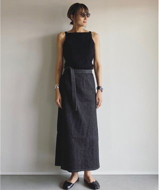 woadblue サイズ追加 ＜坪田あさみさんコラボ＞デニムラップスカート DARK BLUE
