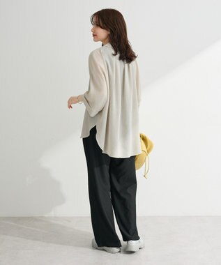 Green Parks 開襟シアーシャツジャケット Gray Beige