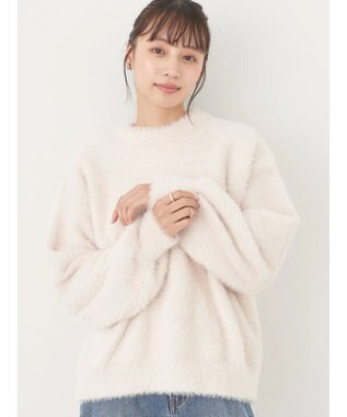 earth music&ecology ロングシャギーハイネックプルオーバー Ivory