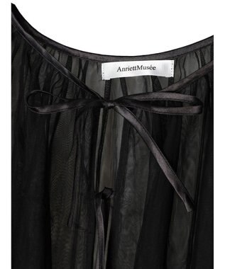 Green Parks リボンチュールデザインブラウス Black