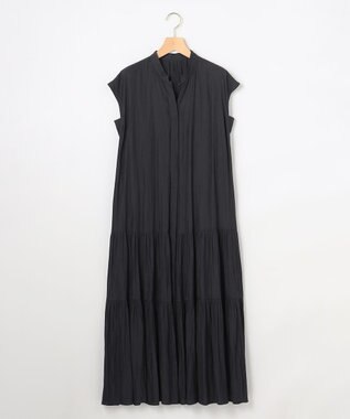 組曲 S 【WEB限定】ギャザーライトデシン ティアードワンピース ネイビー系